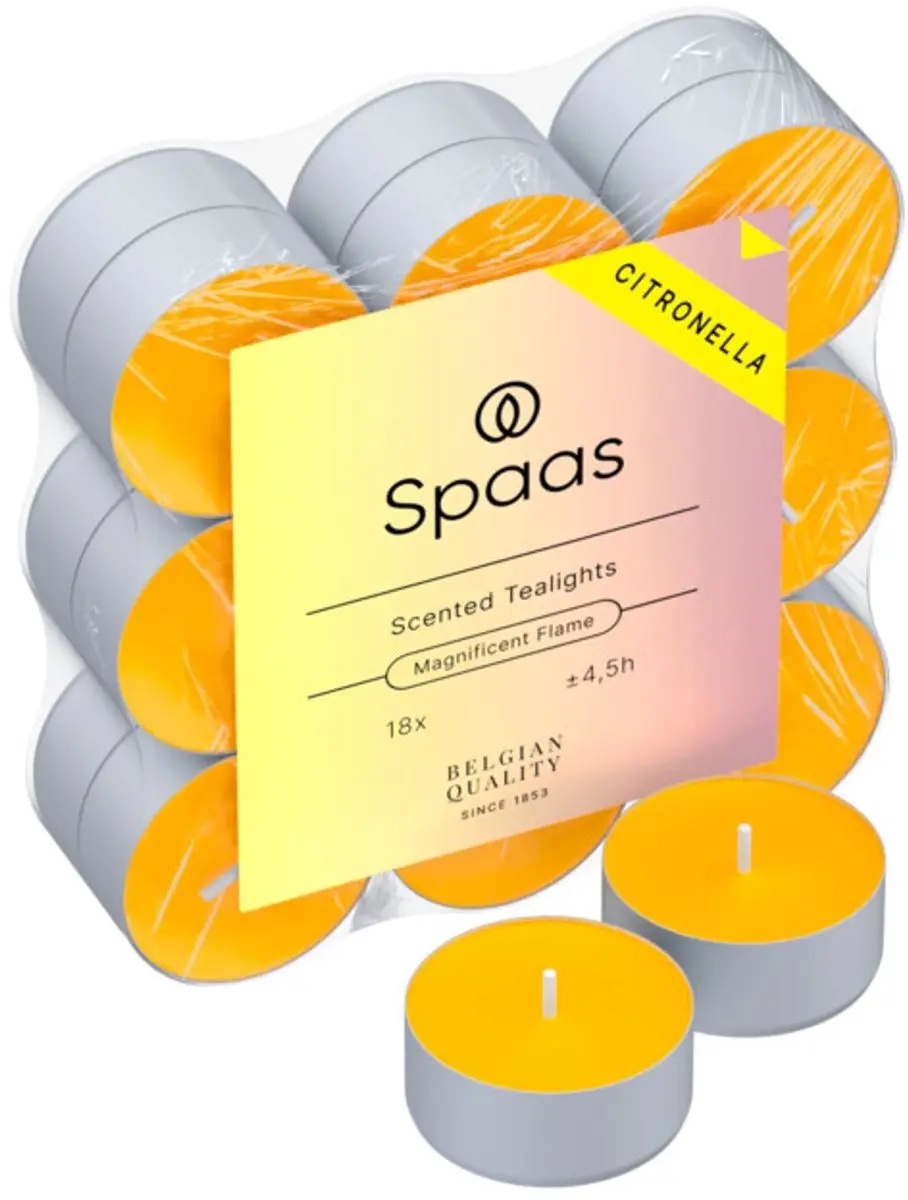 Spaas Citronella Theelichten - 18 stuks - Geel - afbeelding 3 van 5
