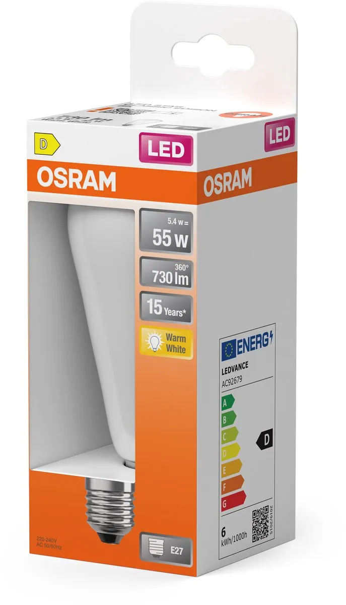 Osram LED Star Edison ST64 5.4W E27 Mat - 730lm Warm Wit - afbeelding 6 van 6