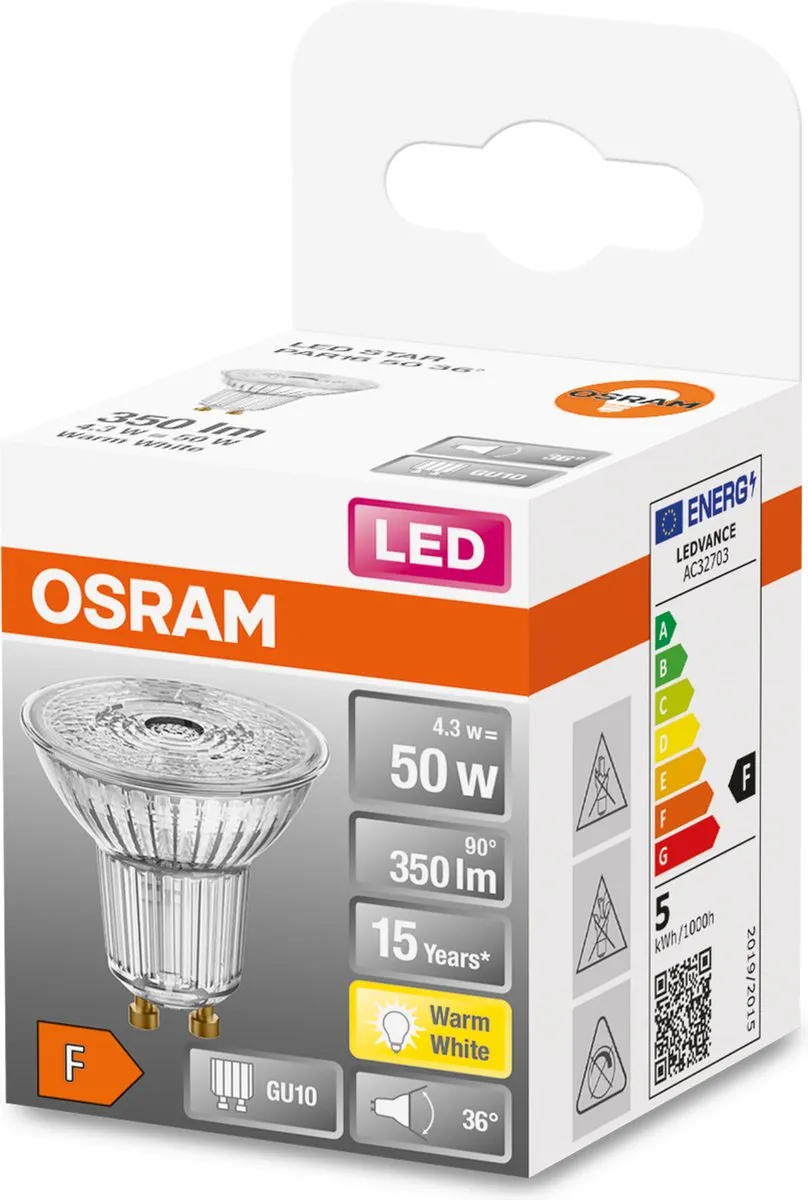 Osram LED Reflector GU10 5W Warmwit - 2700K - afbeelding 3 van 6