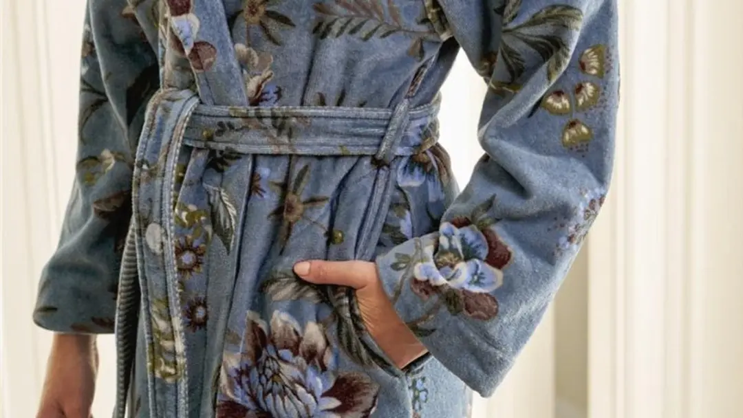 Pip Studio Secret Garden Badjas - Blauw M - afbeelding 4 van 6