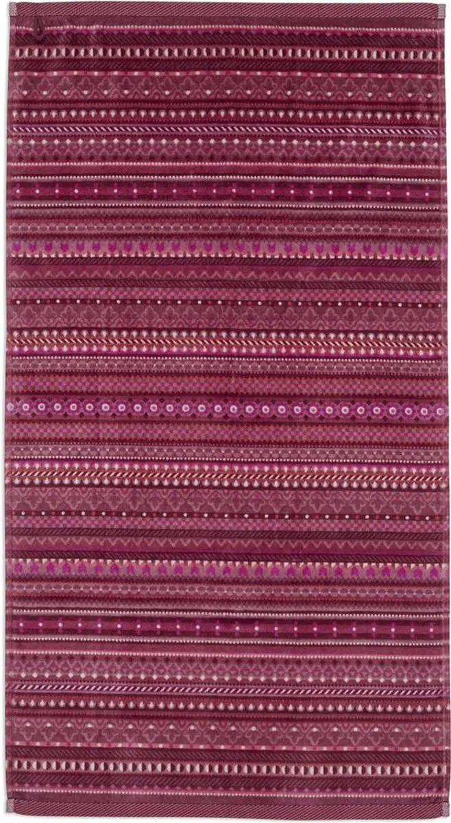 Pip Studio Geometric Print Handdoek 55x100cm - Donkerroze - afbeelding 2 van 2