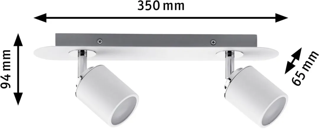 Paulmann Spotlight Tube IP44 GU10 2x10W - Wit/Chroom - afbeelding 6 van 6
