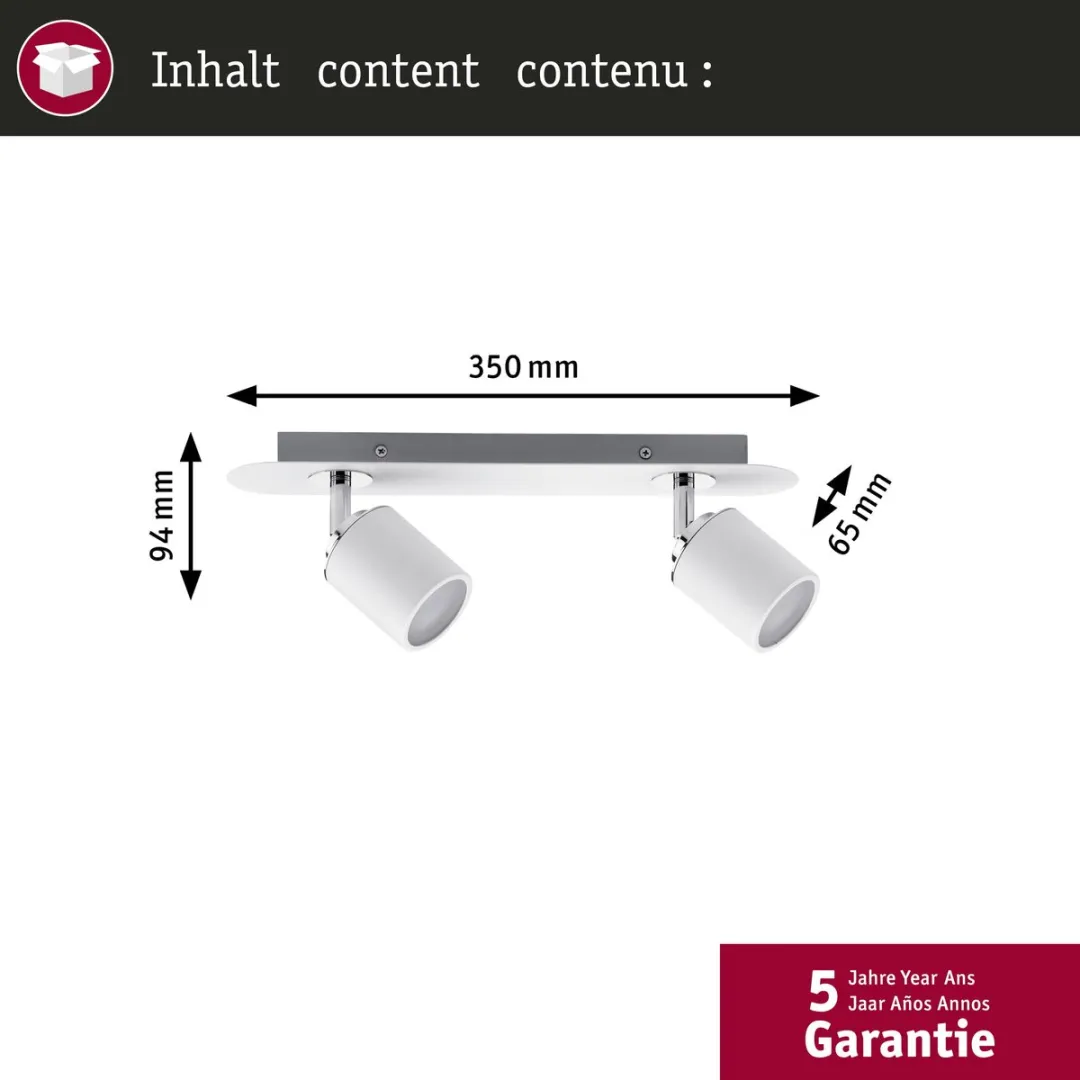 Paulmann Spotlight Tube IP44 GU10 2x10W - Wit/Chroom
