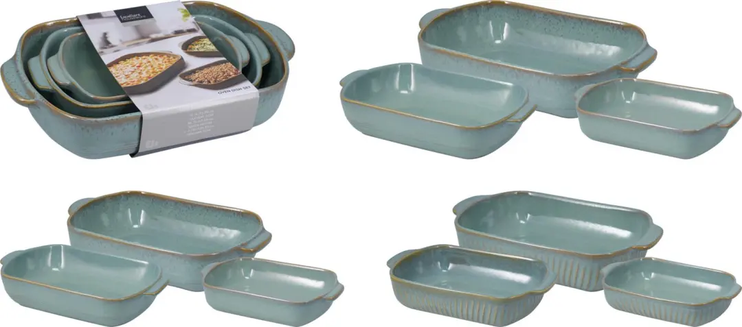 Excellent houseware-ovenschalen set- 3 stuks-2 designs