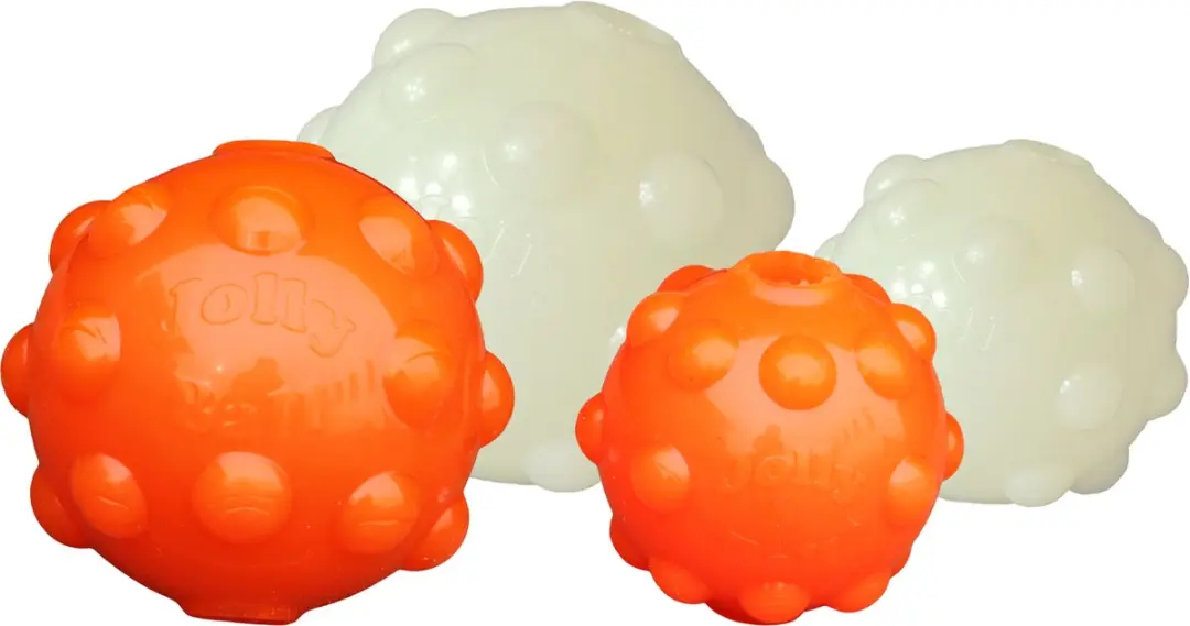 Jolly Pets Jolly Jumper Ball – 7.5 cm – Hondenspeelgoed – TPR rubber – Glow in the dark – Oersterke stuiterbal voor honden – Ook te gebruiken als traktatiebal - Wit