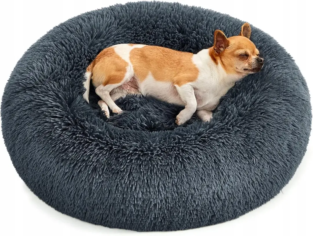 FEANDREA Hondenkussen Kattenmand Donut Ø60cm Donkergrijs