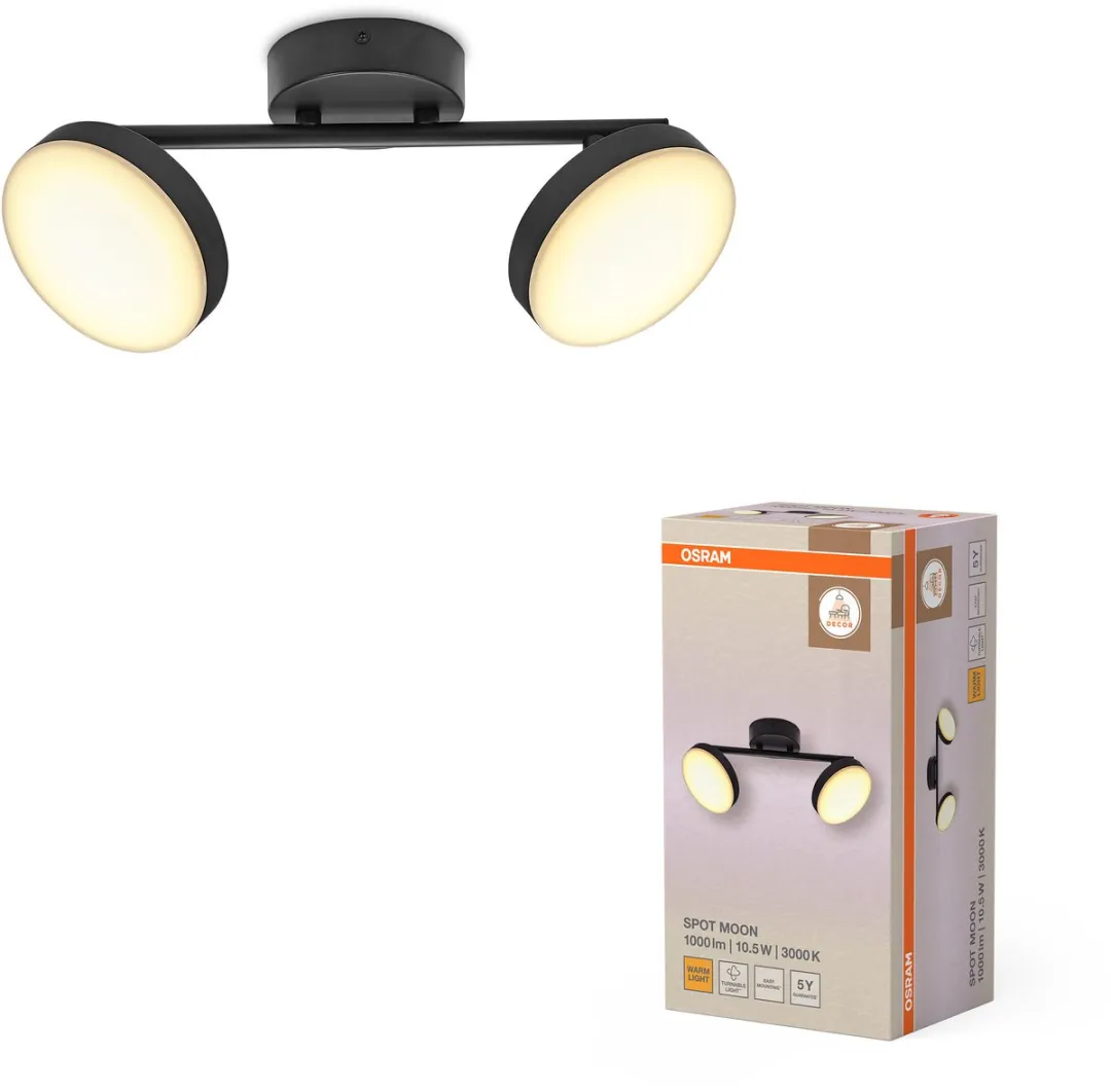 Osram Decor Spot Moon 2Spot LED - 10,5W 560lm 3000K - Zwart