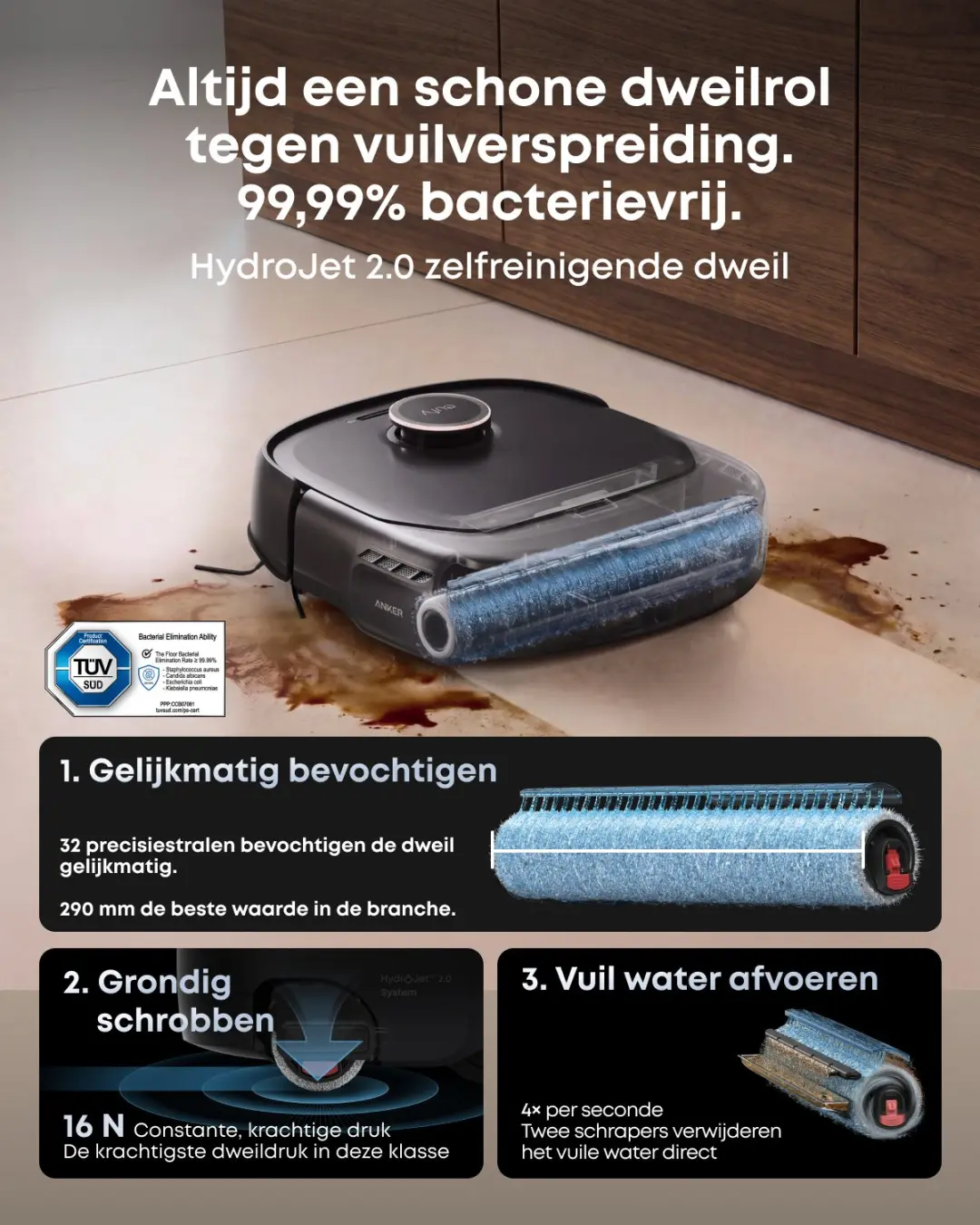 Eufy Omni E35 T210MG11 Stofzuiger- en Dweilrobot - Zwart - afbeelding 6 van 6