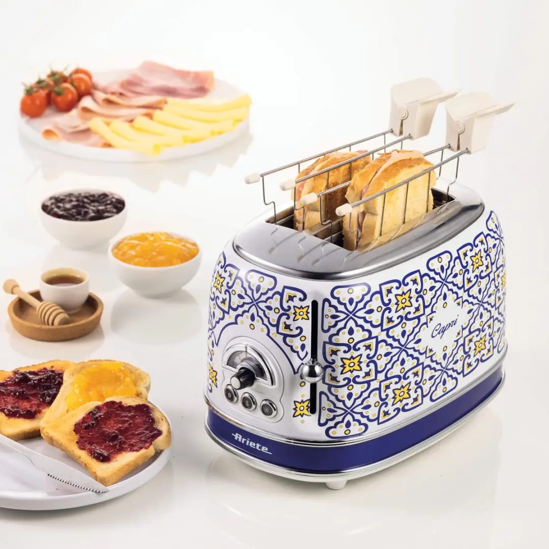 Ariete Capri 0155/0C Broodrooster 810W - Wit/Lichtblauw - afbeelding 4 van 6