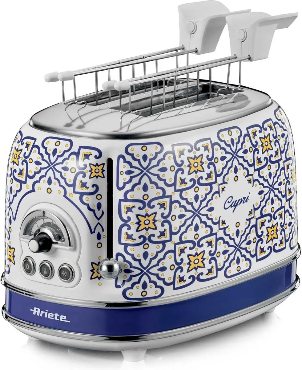 Ariete Capri 0155/0C Broodrooster 810W - Wit/Lichtblauw - afbeelding 5 van 6