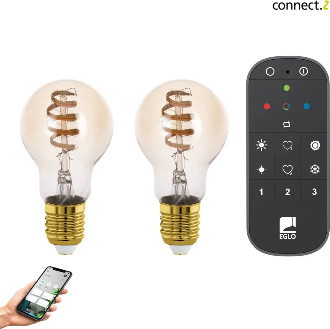 EGLO connect.z Starterspakket Zigbee - 2x E27 LED - Goud/Transparant