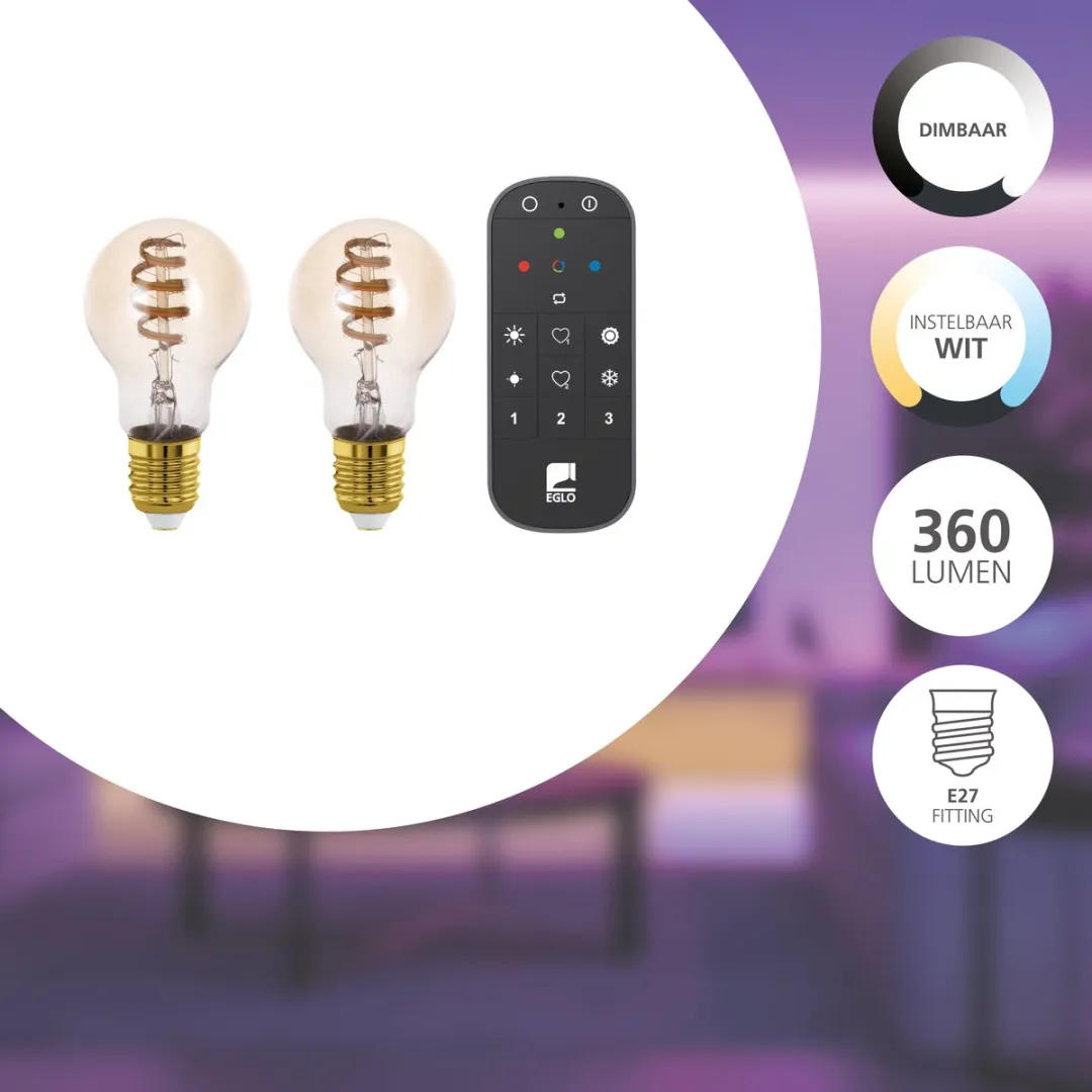 EGLO connect.z Starterspakket Zigbee - 2x E27 LED - Goud/Transparant