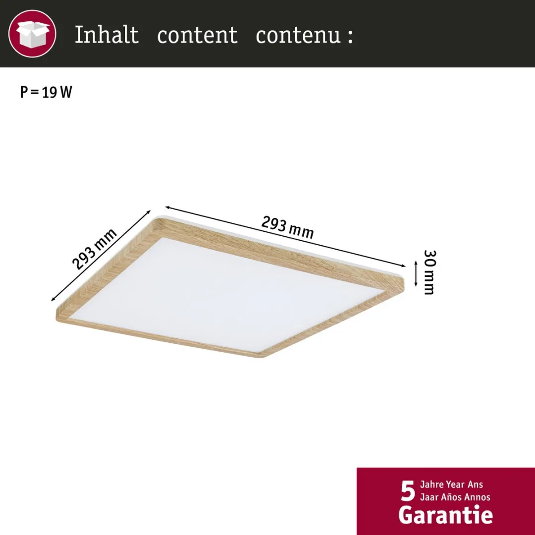 Paulmann Atria Shine LED-paneel 16W 1600lm 4000K Houtlook
