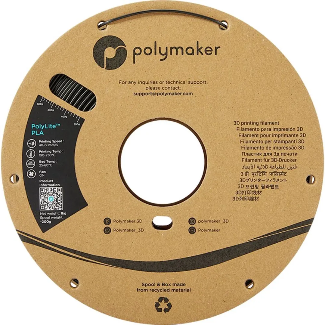 Polymaker PolyLite PLA Filament 1.75mm 1000g - Zwart