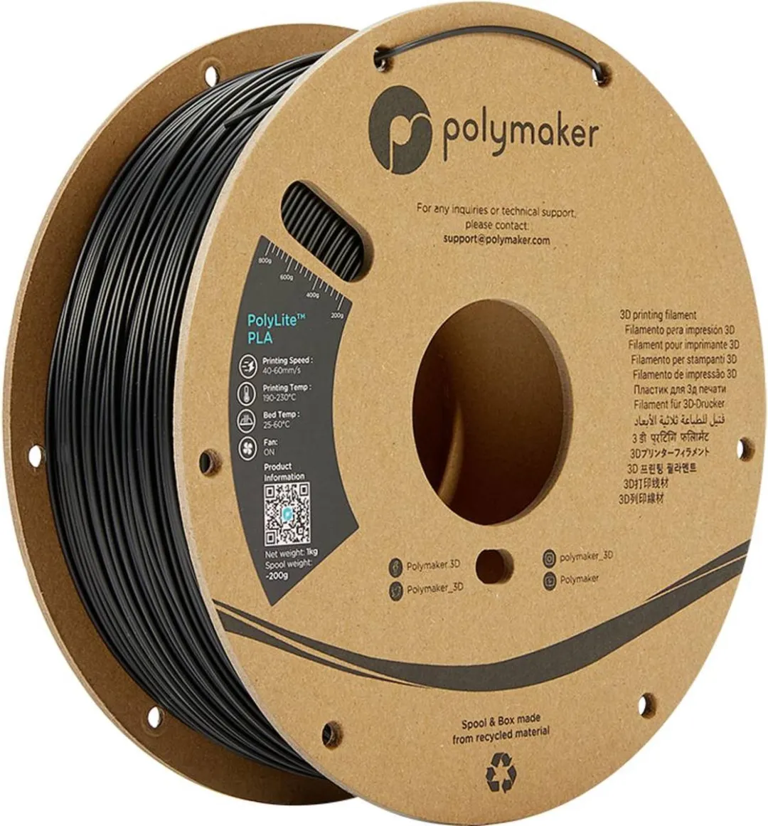 Polymaker PolyLite PLA Filament 1.75mm 1000g - Zwart