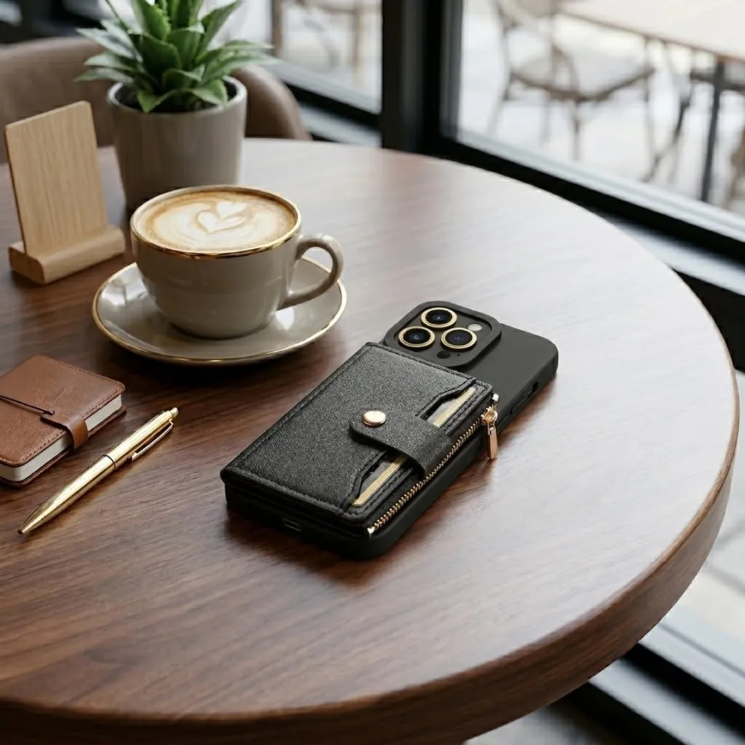NUVEX iPhone 17 Pro Max Hoesje met Portemonnee - Zwart
