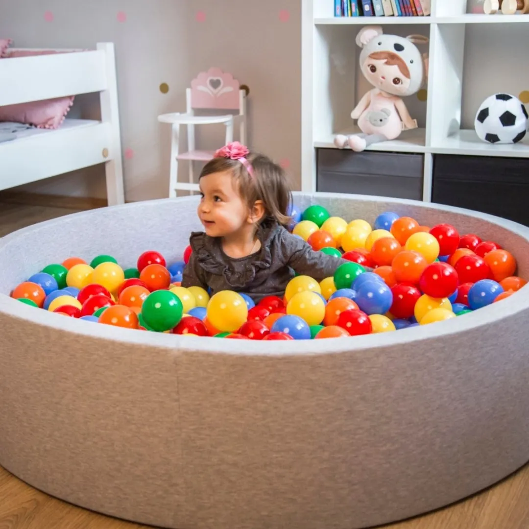 KiddyMoon Ballenbad 120x30cm - 200 Ballen ∅7cm - Hellgrau