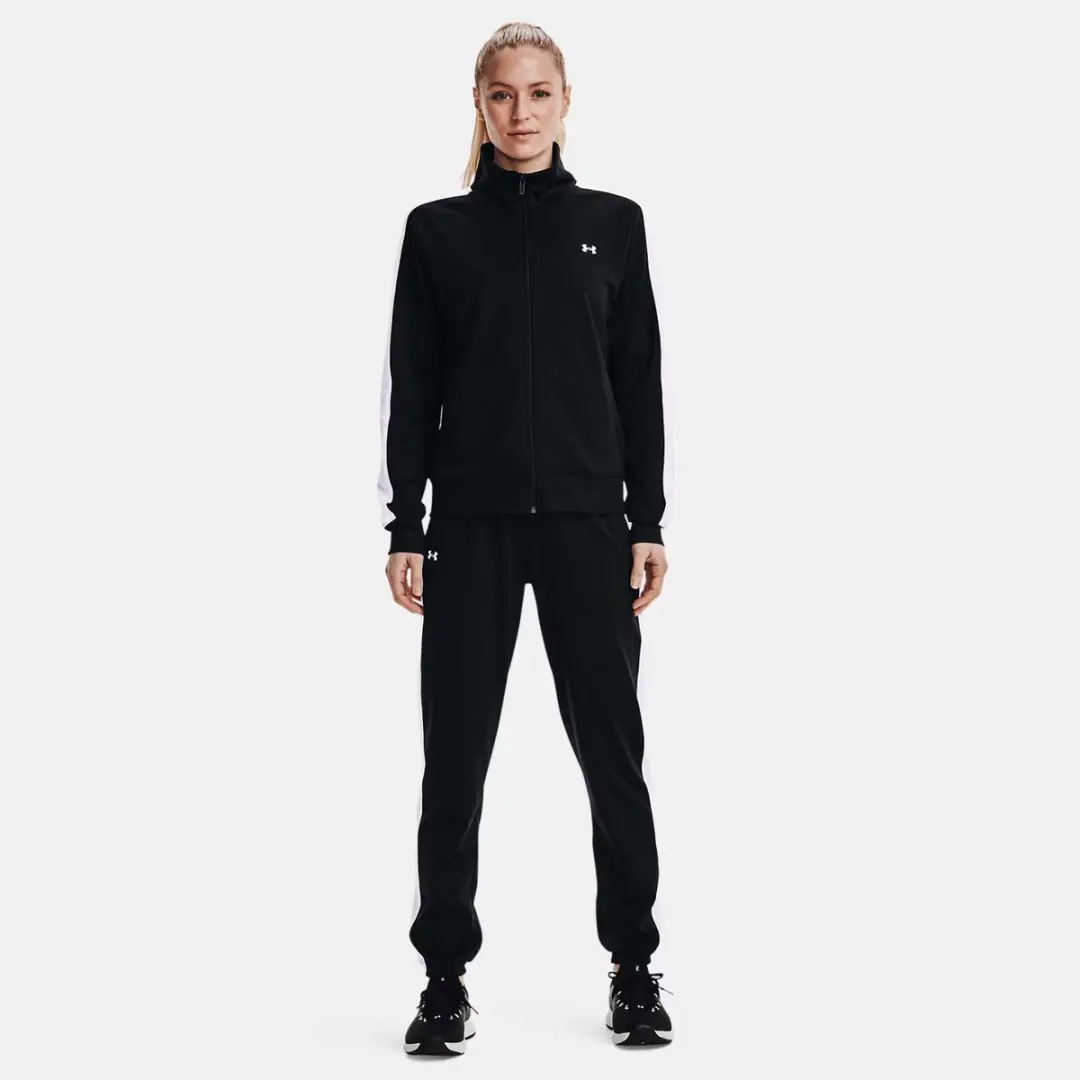 Under Armour Tricot Trainingspak Dames - Zwart/Wit - XL - afbeelding 3 van 6