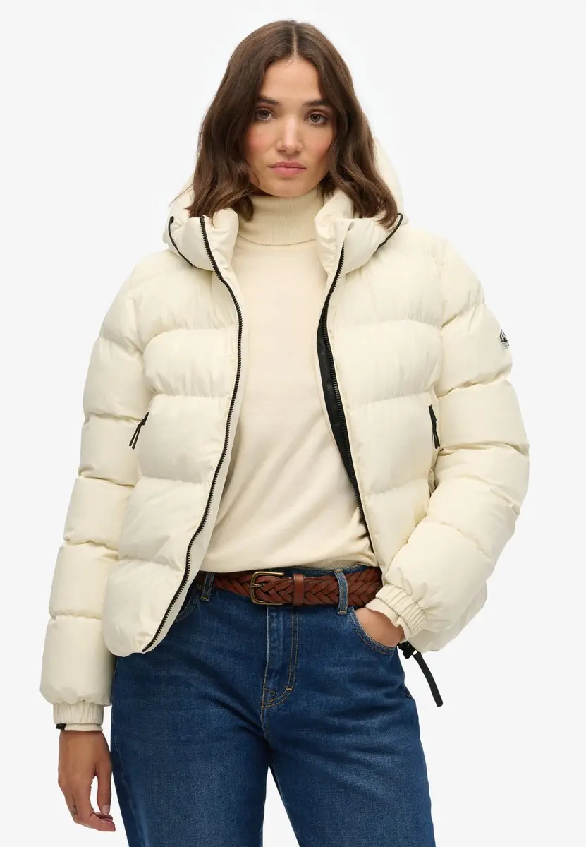 Superdry Sports Puffer Damesjack met Capuchon - Wit - afbeelding 2 van 6