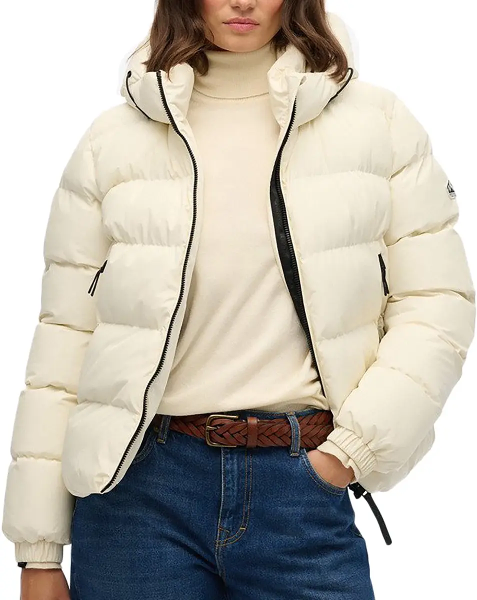 Superdry Sports Puffer Damesjack met Capuchon - Wit - afbeelding 6 van 6