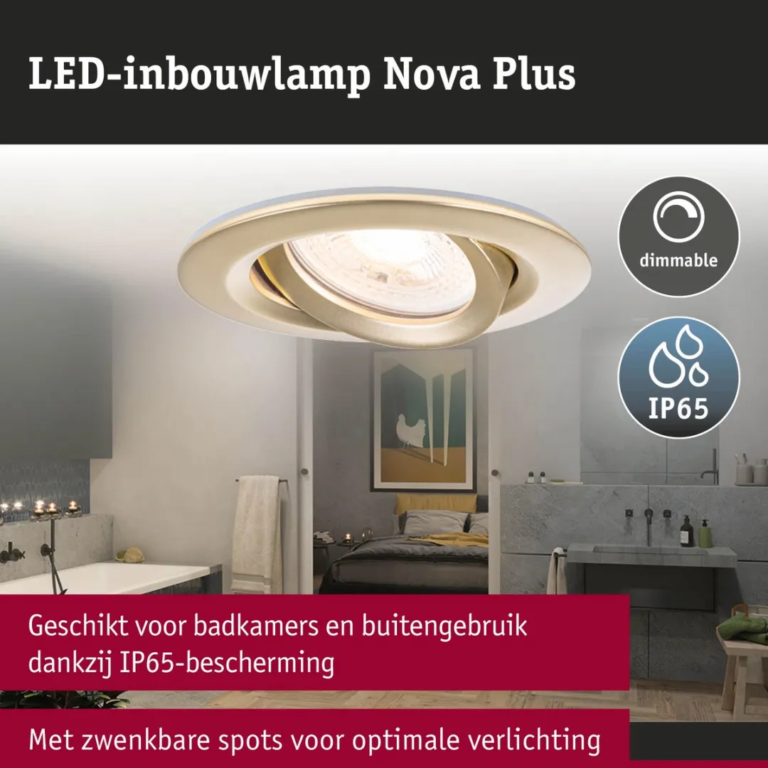 Paulmann Nova Plus LED-inbouwlampen Set 3x - 30° GU10 6W 460lm - Goud mat