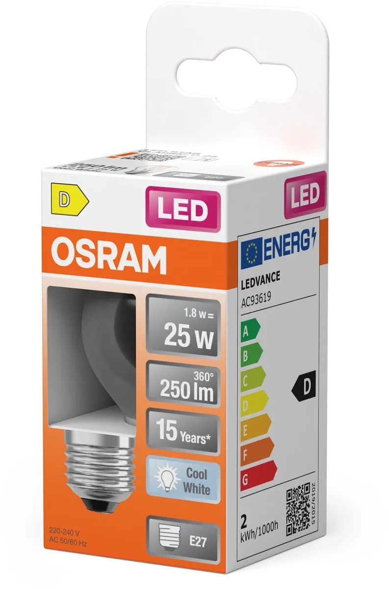 Osram LED Star Globe P25 Filament 1,8W - 250lm E27 Koelwit