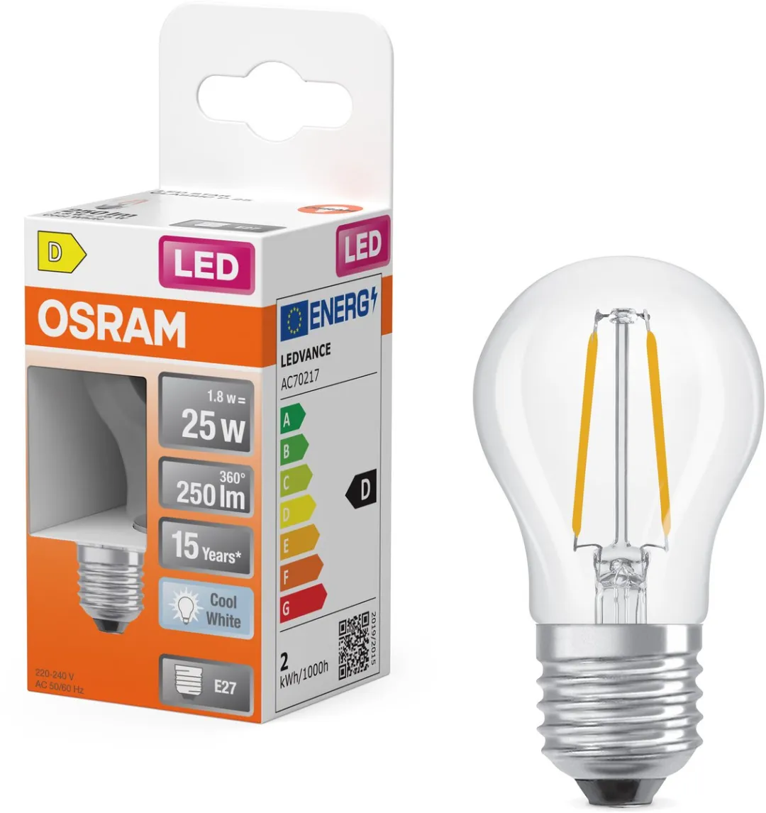 Osram LED Star Globe P25 Filament 1,8W - 250lm E27 Koelwit