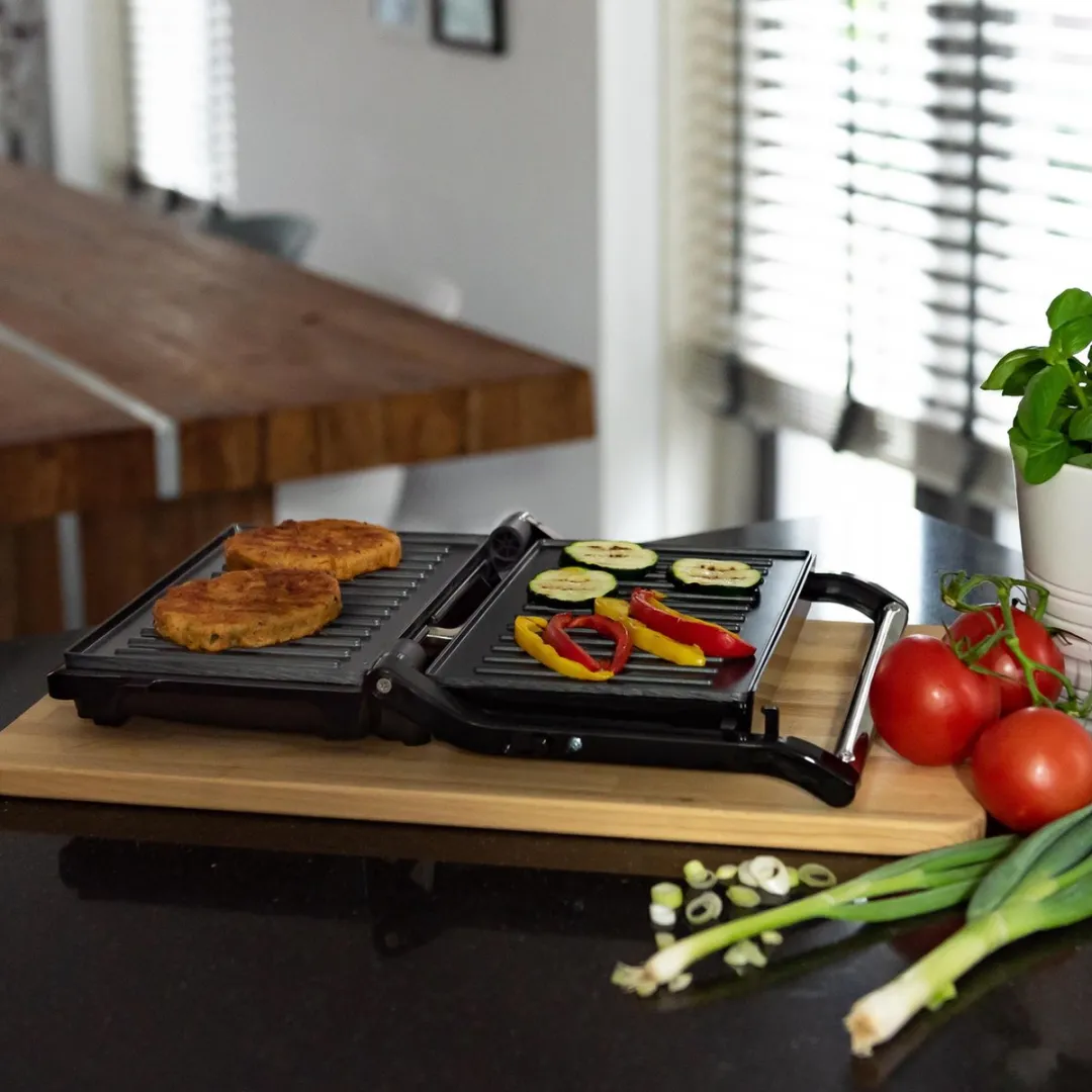 Inventum CG616 Contactgrill 750W - 23,5x14,5cm - Roestvrijstaal/Zwart