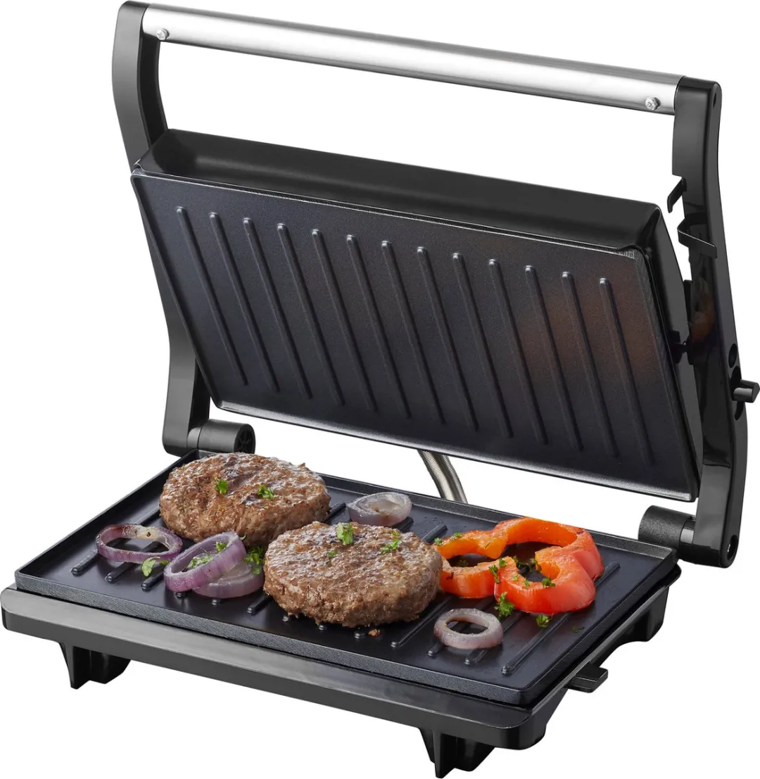 Inventum CG616 Contactgrill 750W - 23,5x14,5cm - Roestvrijstaal/Zwart