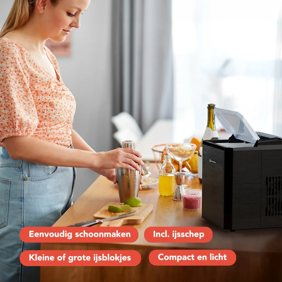 KitchenBrothers KB4041 IJsblokjesmachine 12kg/24u - Zwart/Gunmetal
