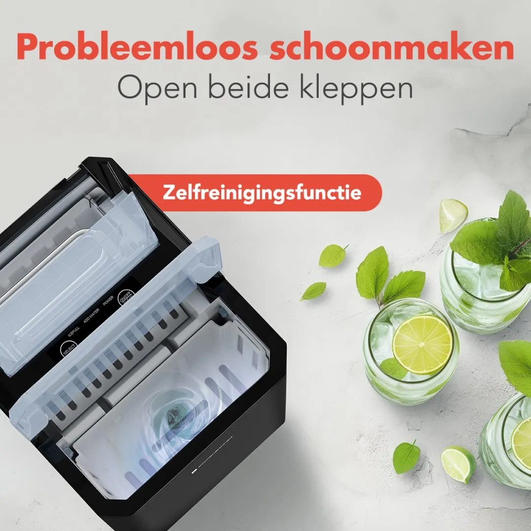 KitchenBrothers KB4041 IJsblokjesmachine 12kg/24u - Zwart/Gunmetal