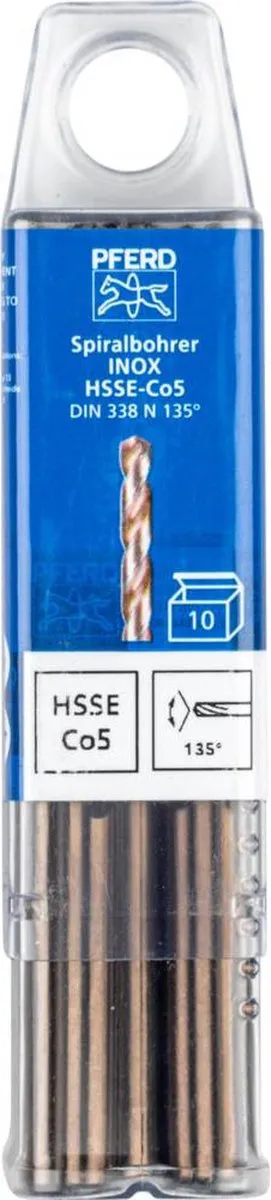 Pferd SPB DIN 338 HSSE Spiraalboor 6mm - 93mm - 10 Stuks - RVS