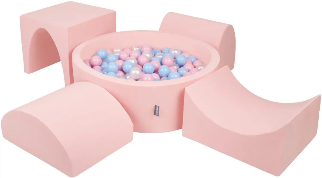 KiddyMoon Schuimspeelplaats Ballenbak 200 Ballen - 438135 - Roze/Babyblauw/Paarsroze/Parelmoer