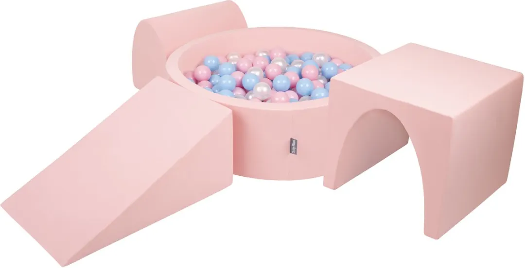 KiddyMoon Schuimspeelplaats Ballenbak 200 Ballen - 438135 - Roze/Babyblauw/Paarsroze/Parelmoer