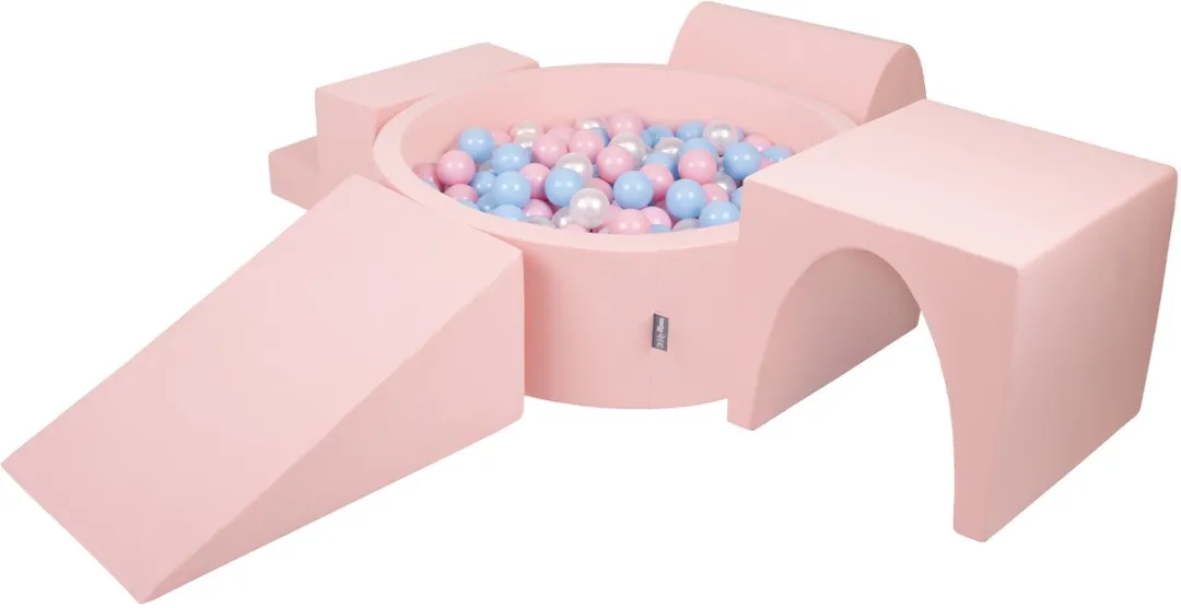 KiddyMoon Schuimspeelplaats Ballenbak 200 Ballen - 438135 - Roze/Babyblauw/Paarsroze/Parelmoer