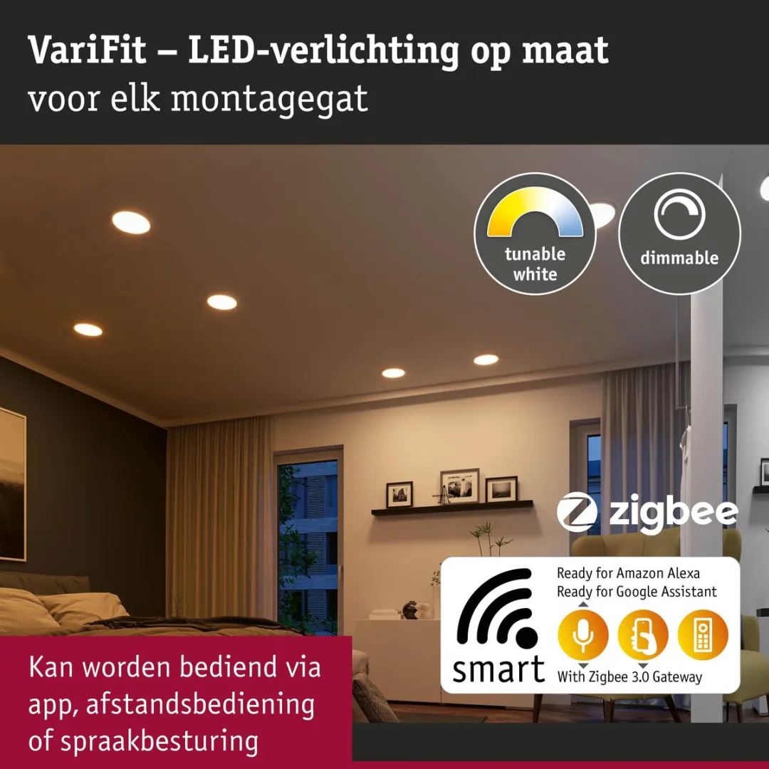Paulmann VariFit LED-inbouwpaneel Zigbee 3.0 13W 1200lm Tunable White - Wit - afbeelding 6 van 6