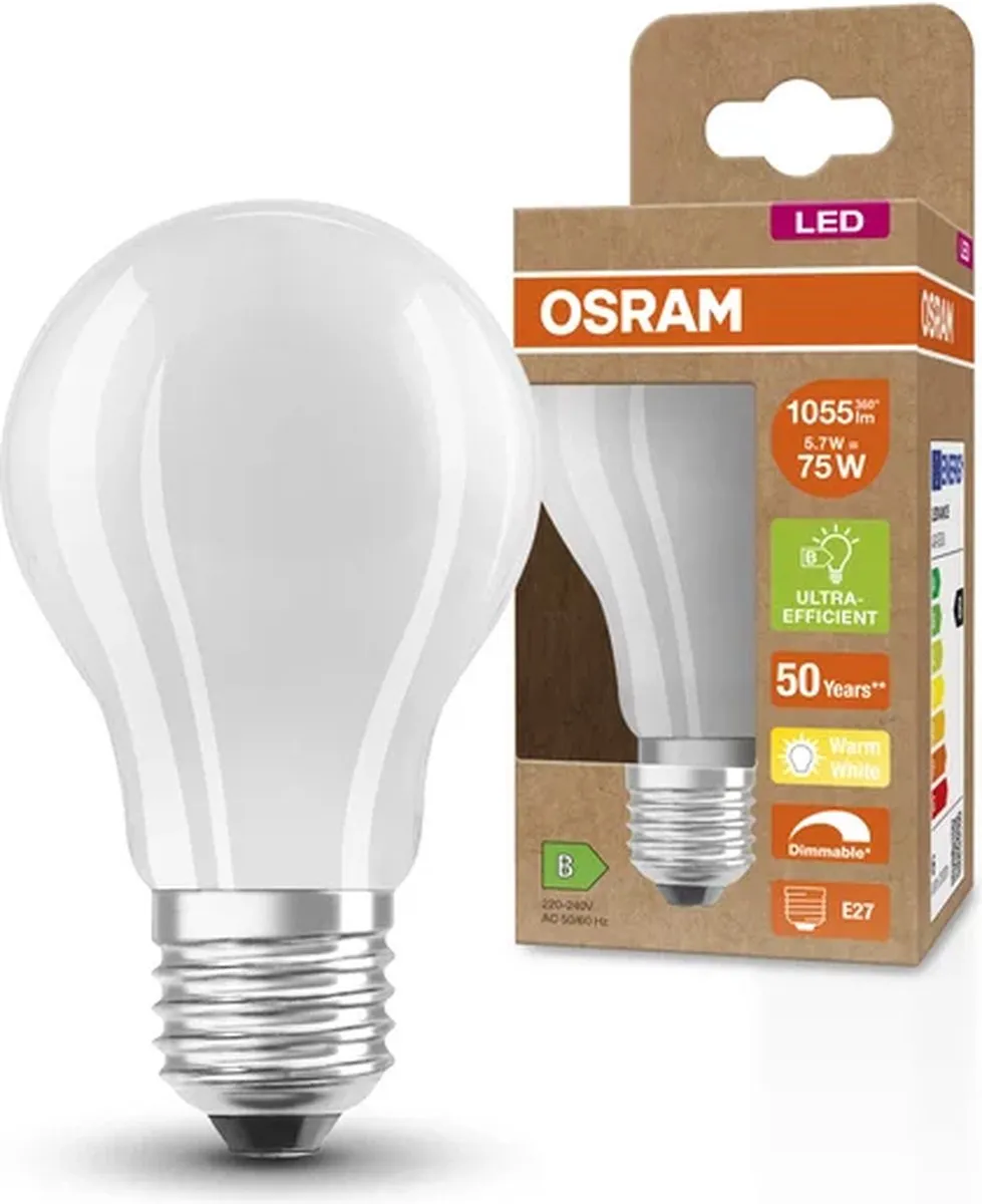 Osram LED-lamp E27 Ballon 5.7W Warmwit - 2700K - Helder
