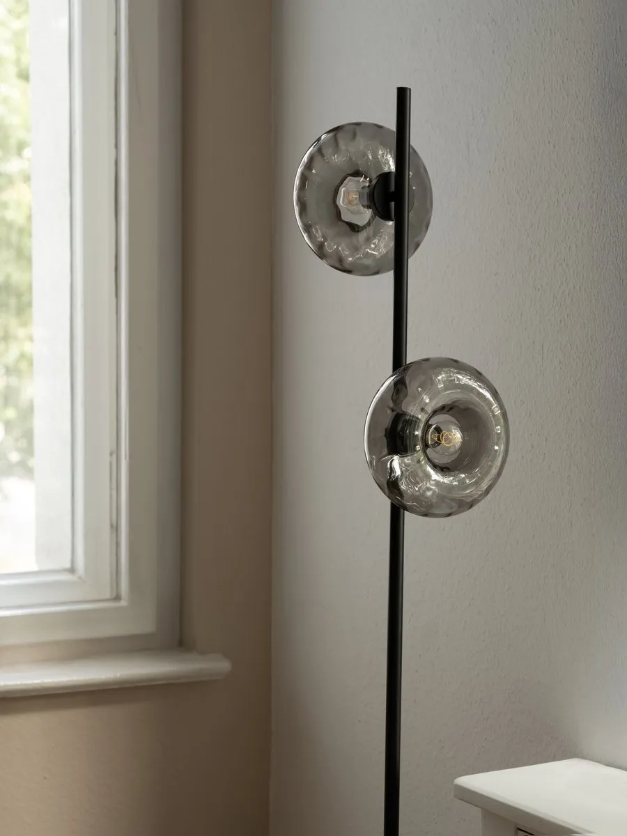 Osram Decor Smoke Glass Vloerlamp - Zwart - 2x E14 - afbeelding 6 van 6