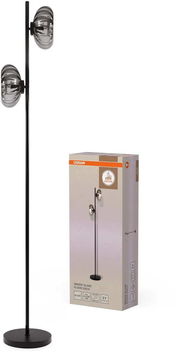 Osram Decor Smoke Glass Vloerlamp - Zwart - 2x E14
