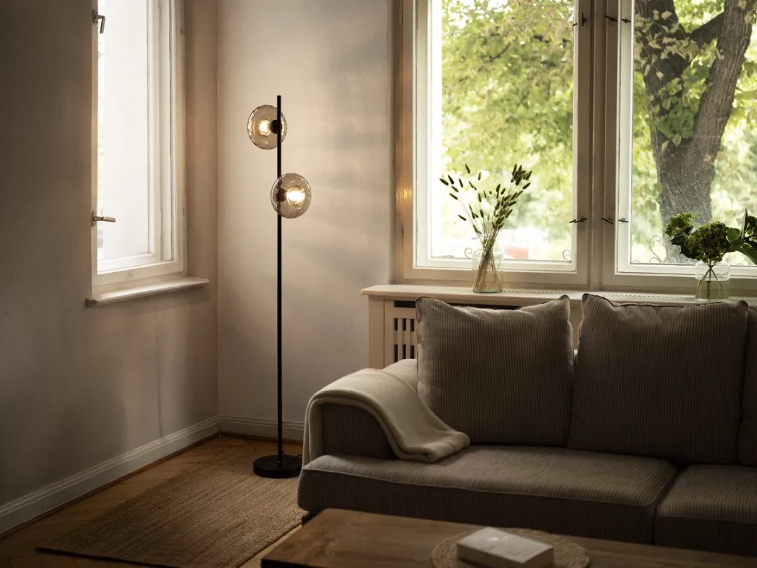 Osram Decor Smoke Glass Vloerlamp - Zwart - 2x E14