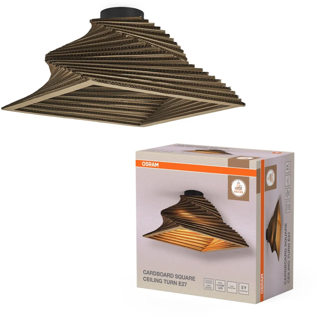 Osram Decor Cardboard Square Plafondlamp E27 - Bruin