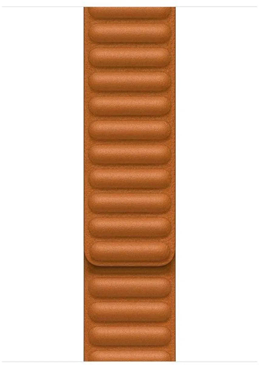 Apple Watch Leather Link 45mm - Goudbruin - S/M