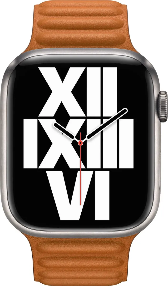 Apple Watch Leather Link 45mm - Goudbruin - S/M