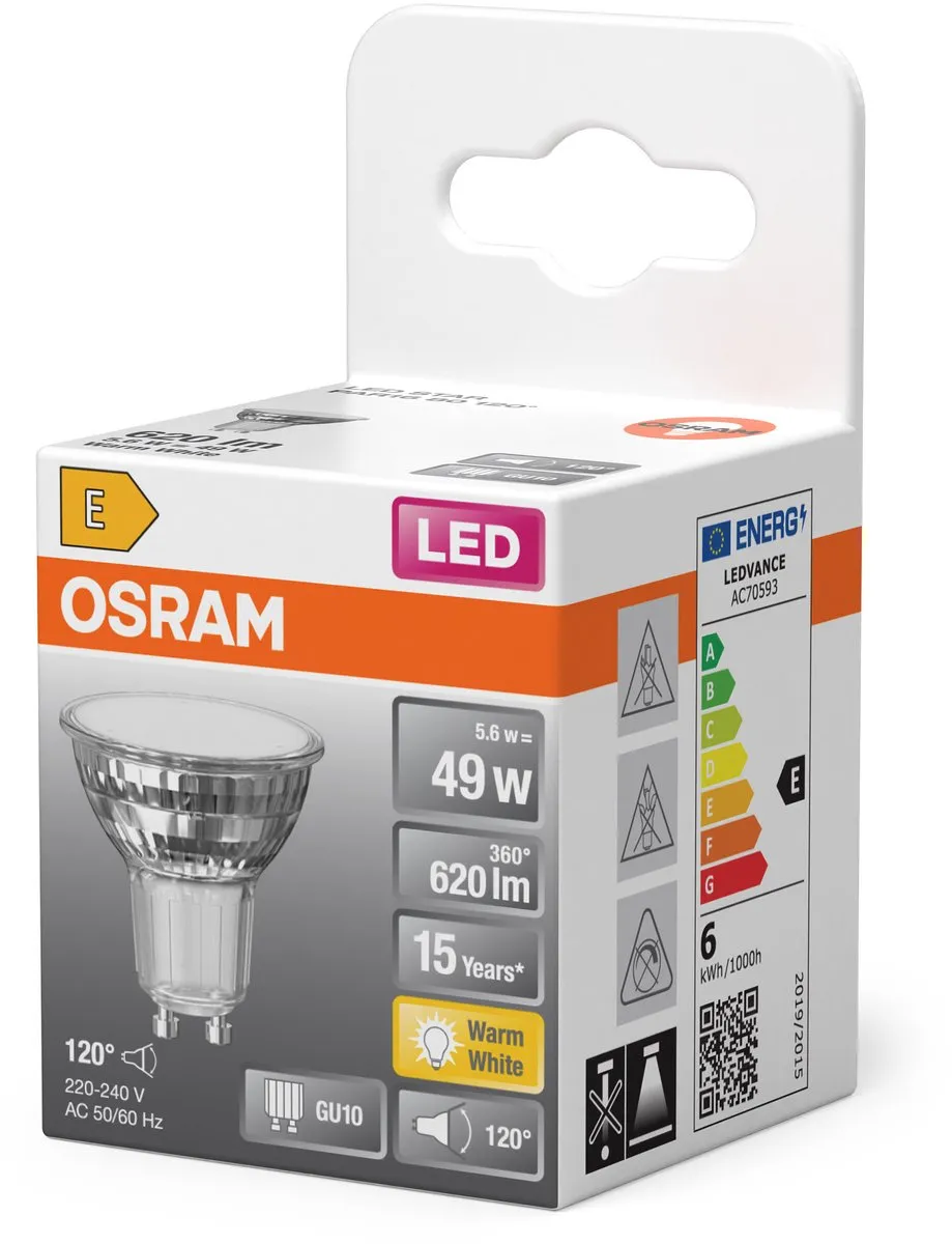 Osram LED Spot Star PAR16 GU10 5,6W 620lm 2700K - 120°