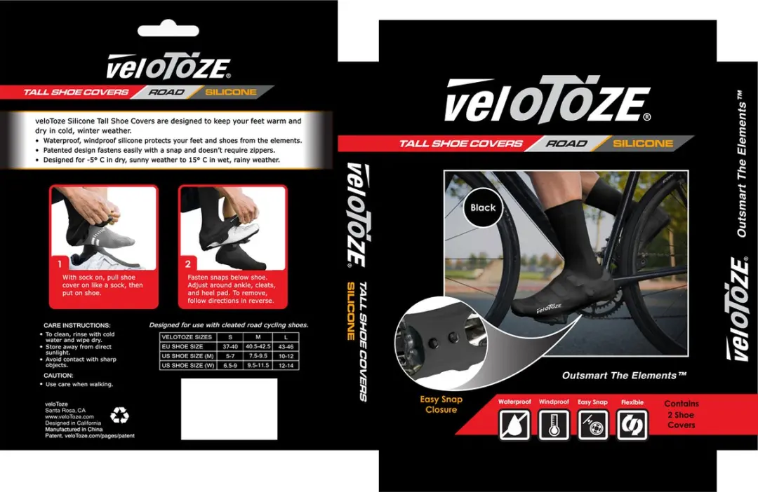 veloToze Tall Siliconen Overschoen - Zwart - M - afbeelding 3 van 6