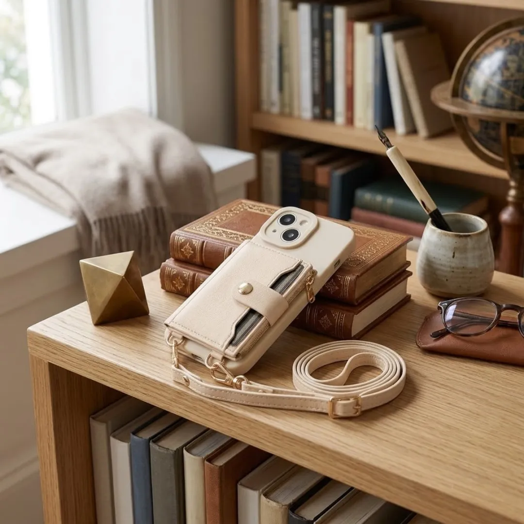 NUVEX iPhone 13 Mini Hoesje met Portemonnee - Beige