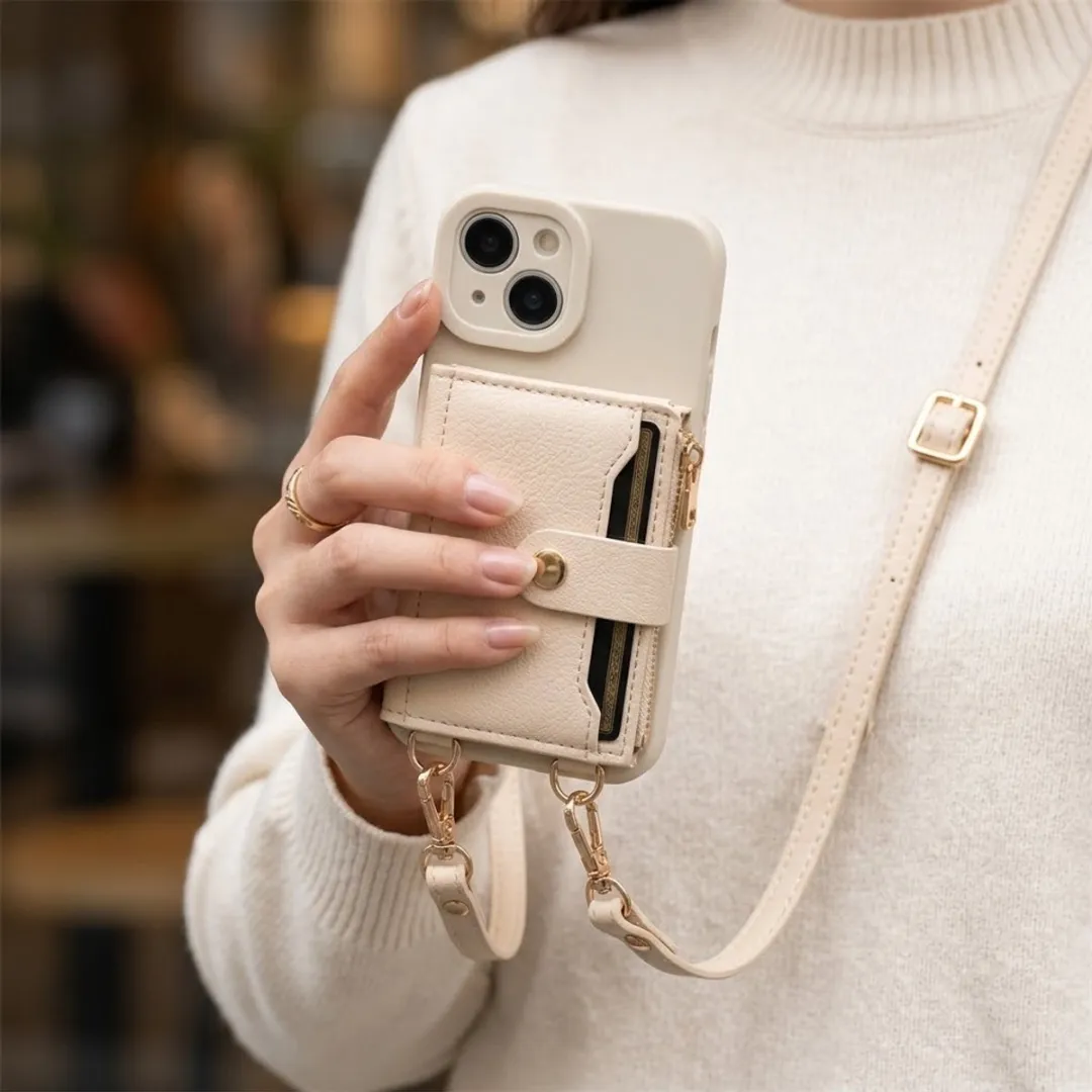 NUVEX iPhone 13 Mini Hoesje met Portemonnee - Beige