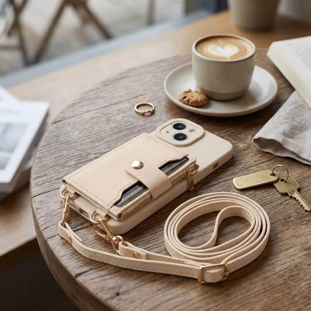 NUVEX iPhone 13 Mini Hoesje met Portemonnee - Beige