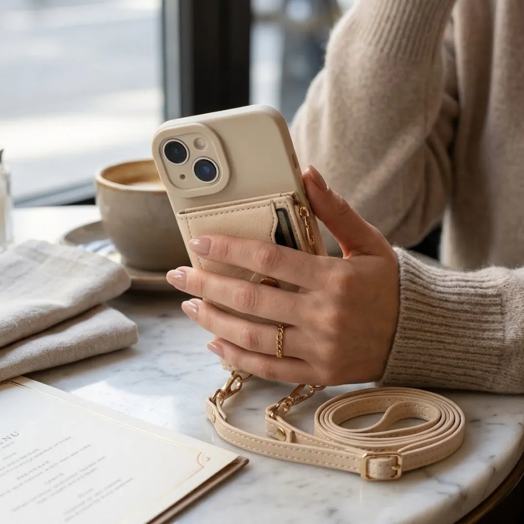 NUVEX iPhone 13 Mini Hoesje met Portemonnee - Beige