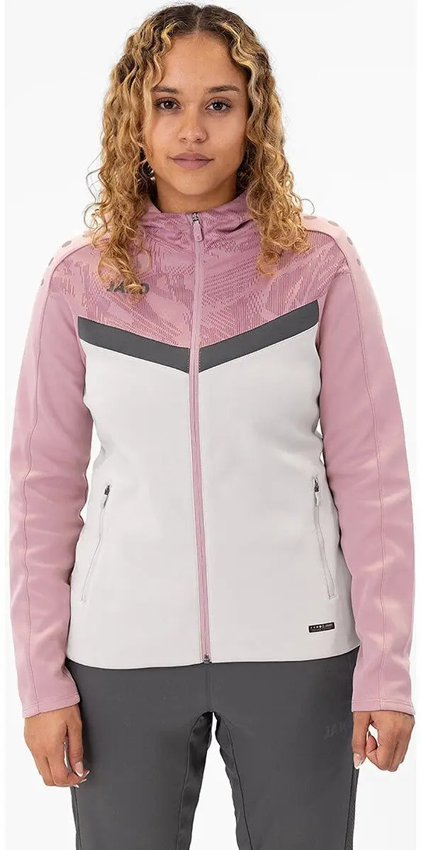 JAKO Iconic Jas met Kap Dames - Zachtgrijs/Roze/Antra Light - afbeelding 5 van 6